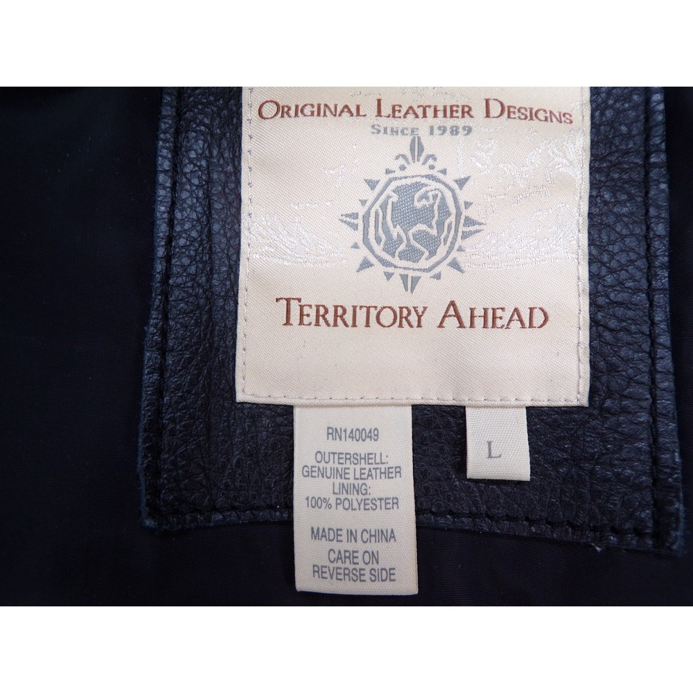 Vintage 90s The Territory Ahead Black Motorcycle Biker Vest Men's Large Lined - Picture 4 of 12